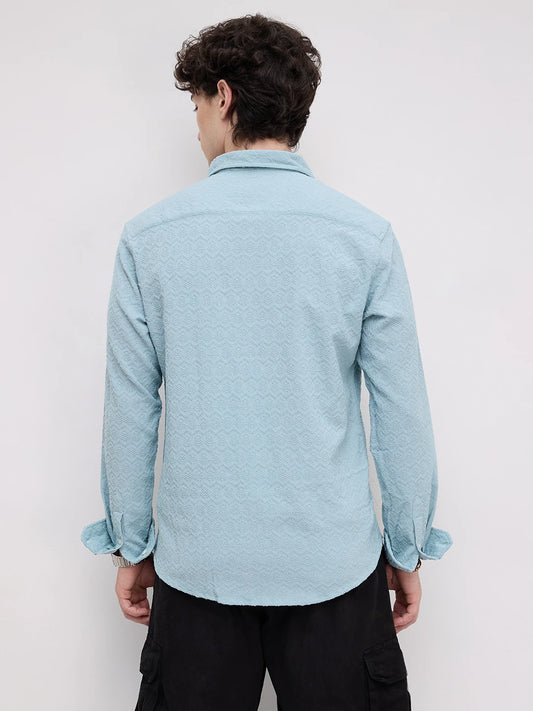 Aqua Blue Textured Shirt