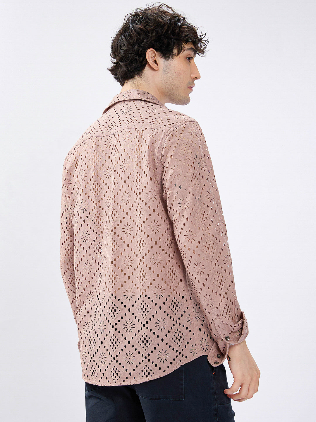 Fawn Beige Diamond Lacecarved Posh Shirt