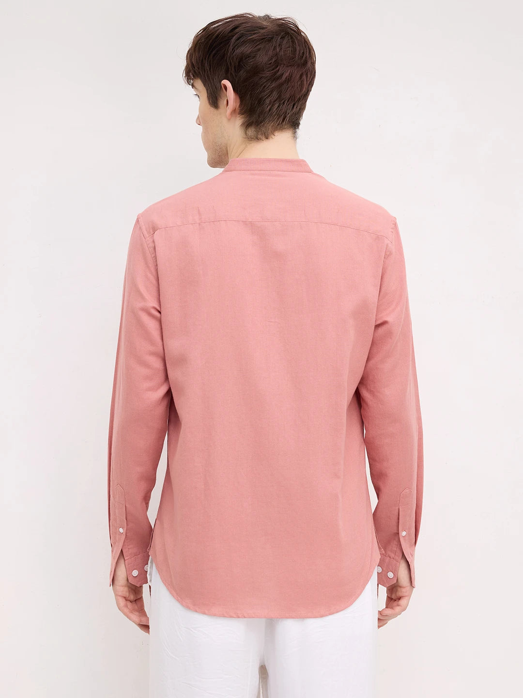Rich Coral Linen Blend Kurta