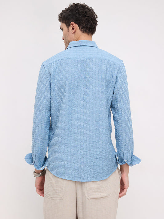Crystal Wave Blue Horizontal Textured Shirt