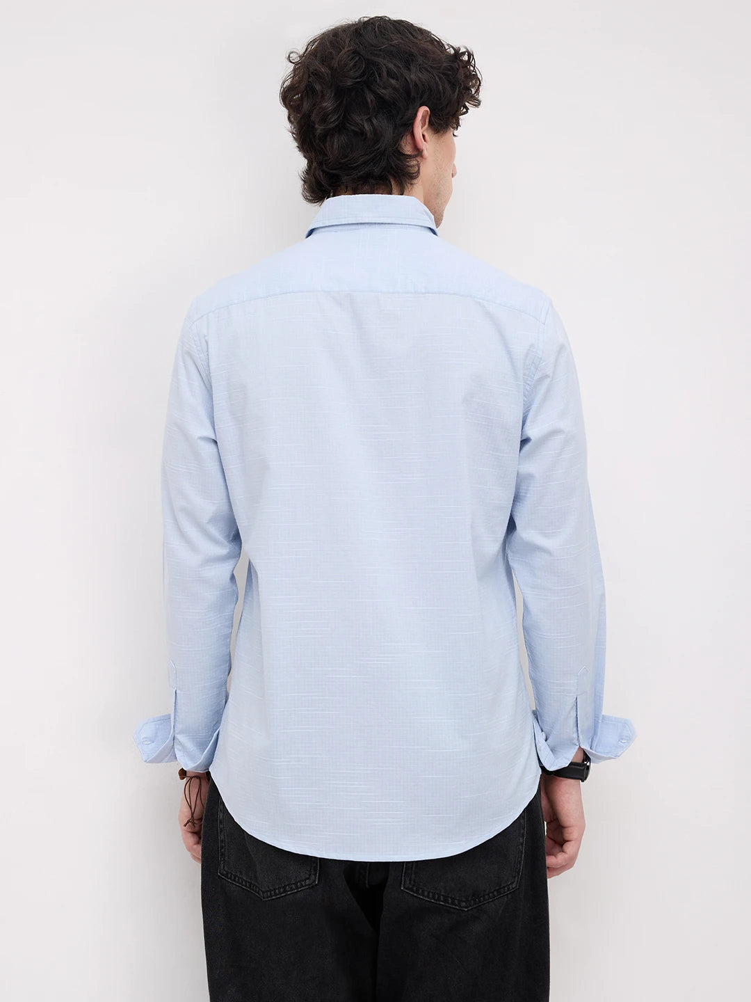 Soft Blue Square Textured Everyday Shirt