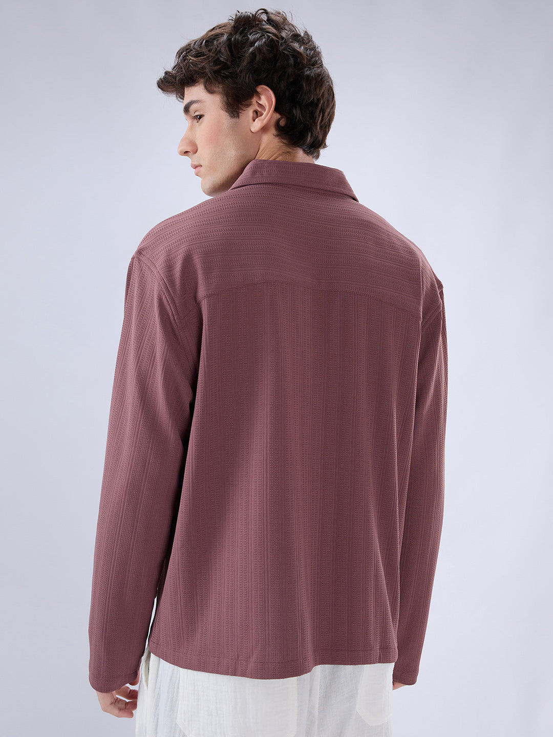 Heather Purple Fine Weave Oversized Knitted Polo Shirt