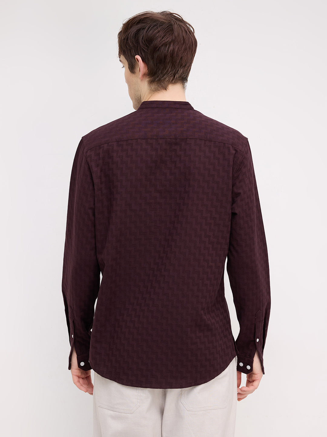 Elevated Bordeaux Wine Maze Textured Kurta