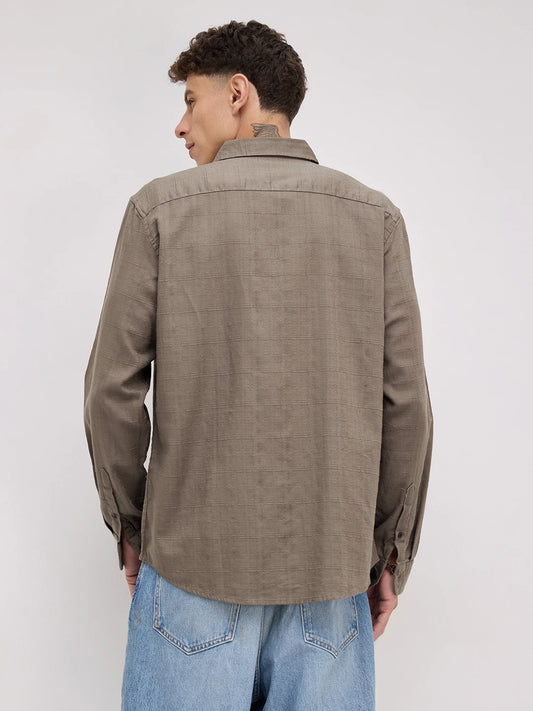 Bronze Olive Jacquard Weave Shirt