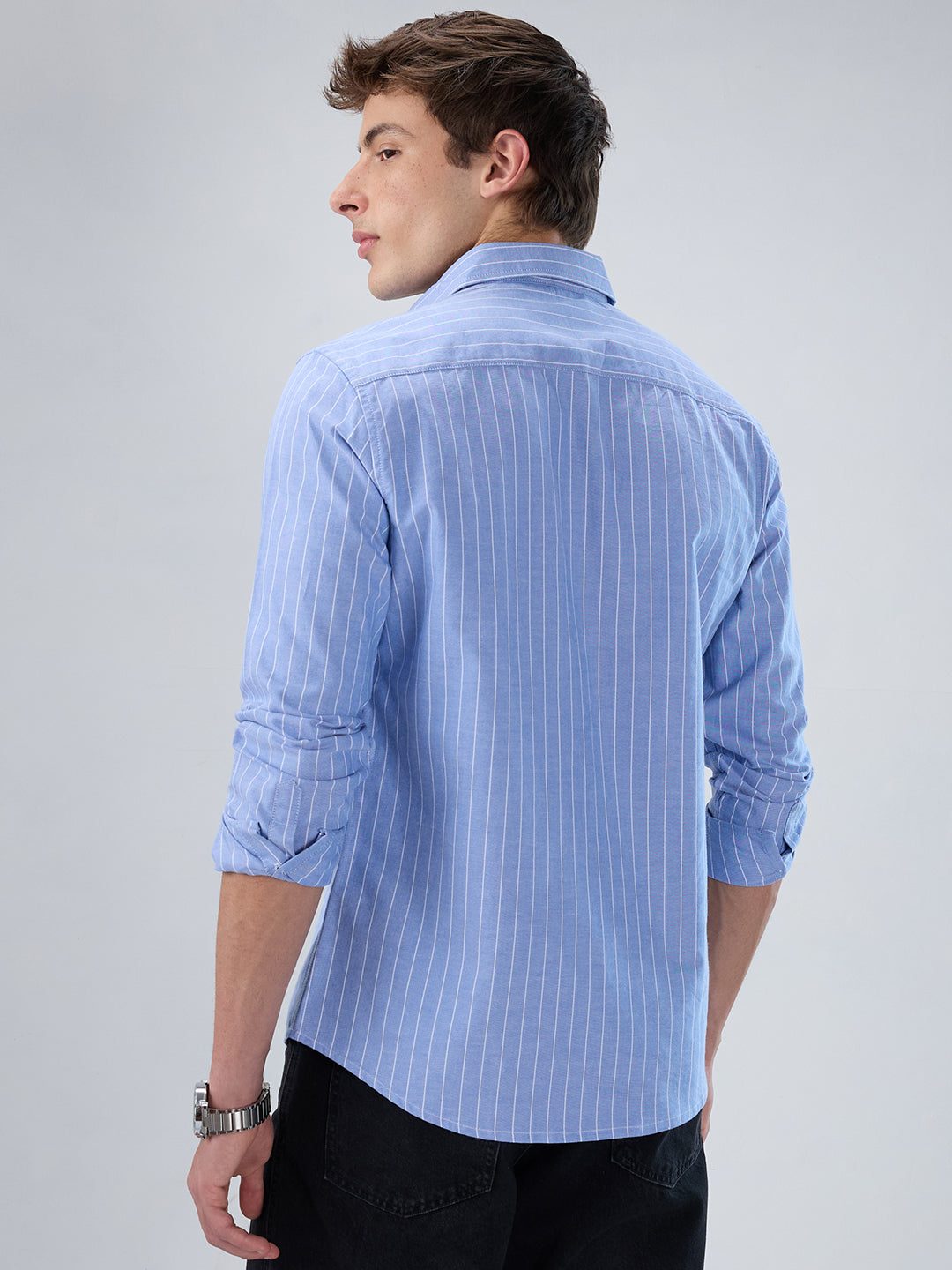 Mist Blue Pinstripe Button-Down Collar Shirt
