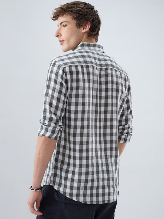 Slate Grey Gingham Checks Shirt