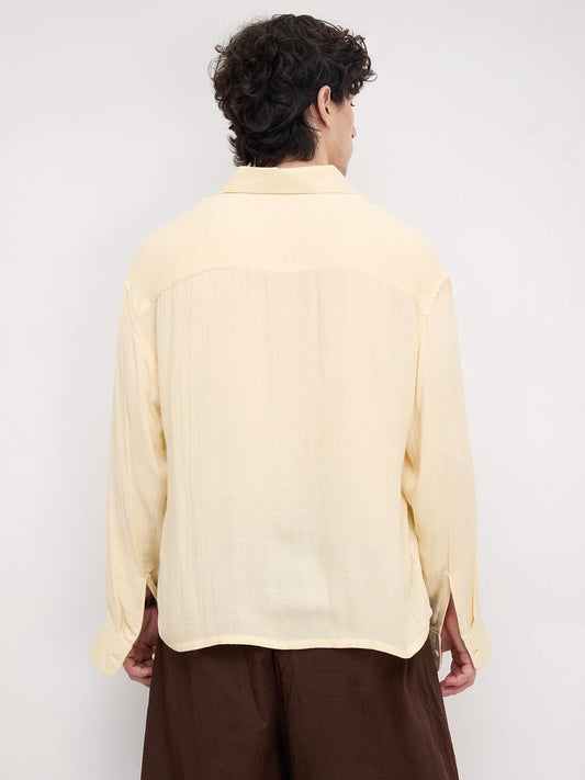 Plush Butter Yellow Airloom Boxy Fit Crop Shirt