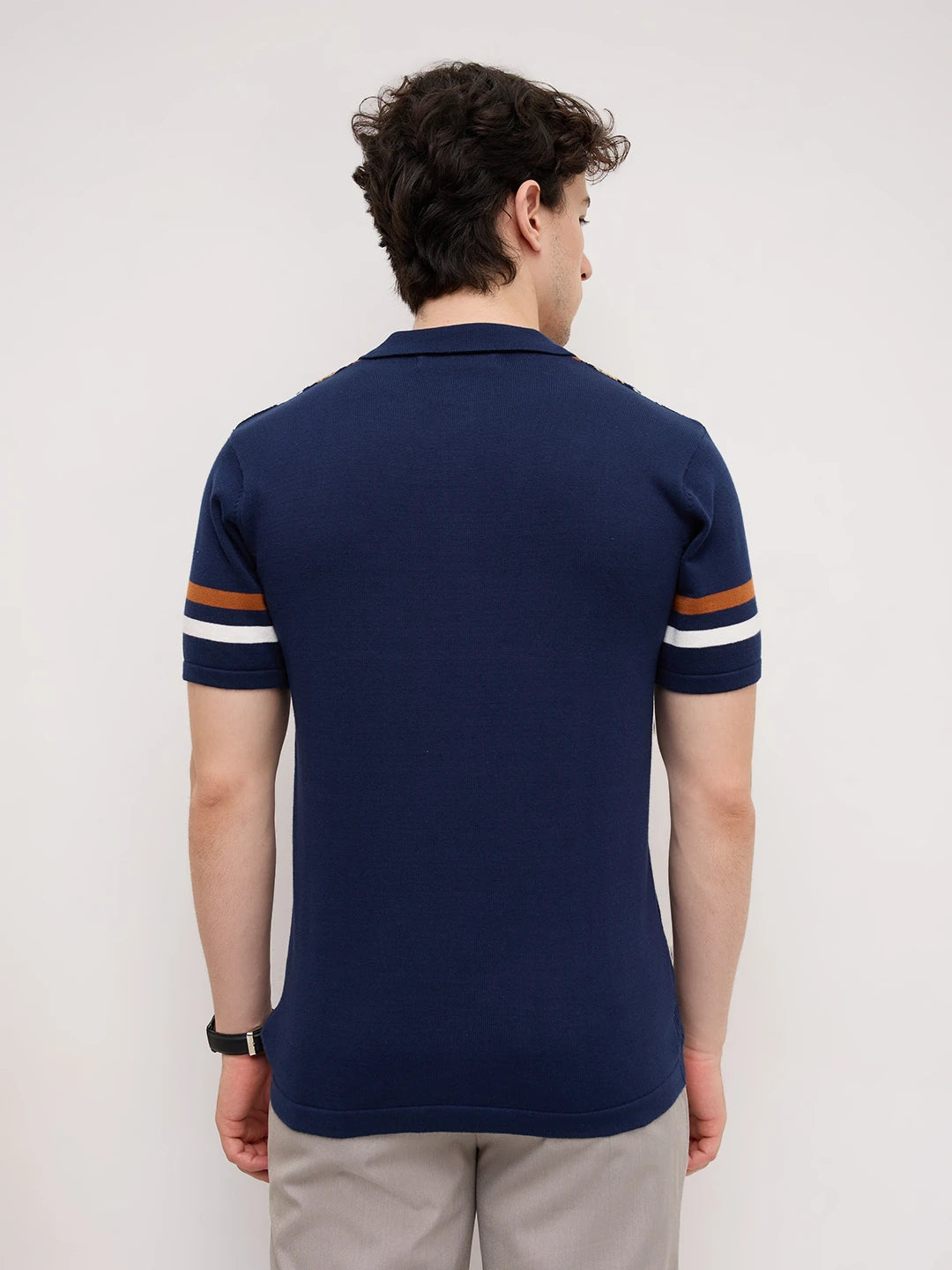 Vintage Multi-Stripe Raceway Zip Flat Knit Polo T-Shirt