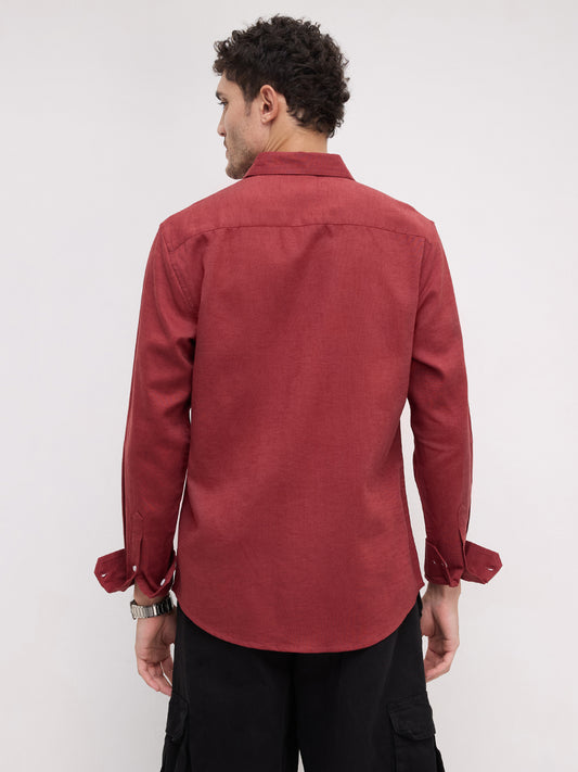 Luxe Blood Red Linen Blend Shirt