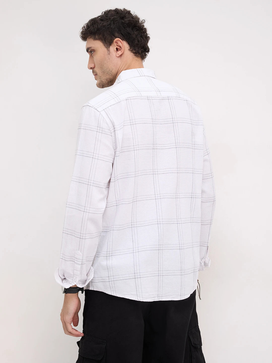 Whiteframe Contrast Chalkline Checked Shirt