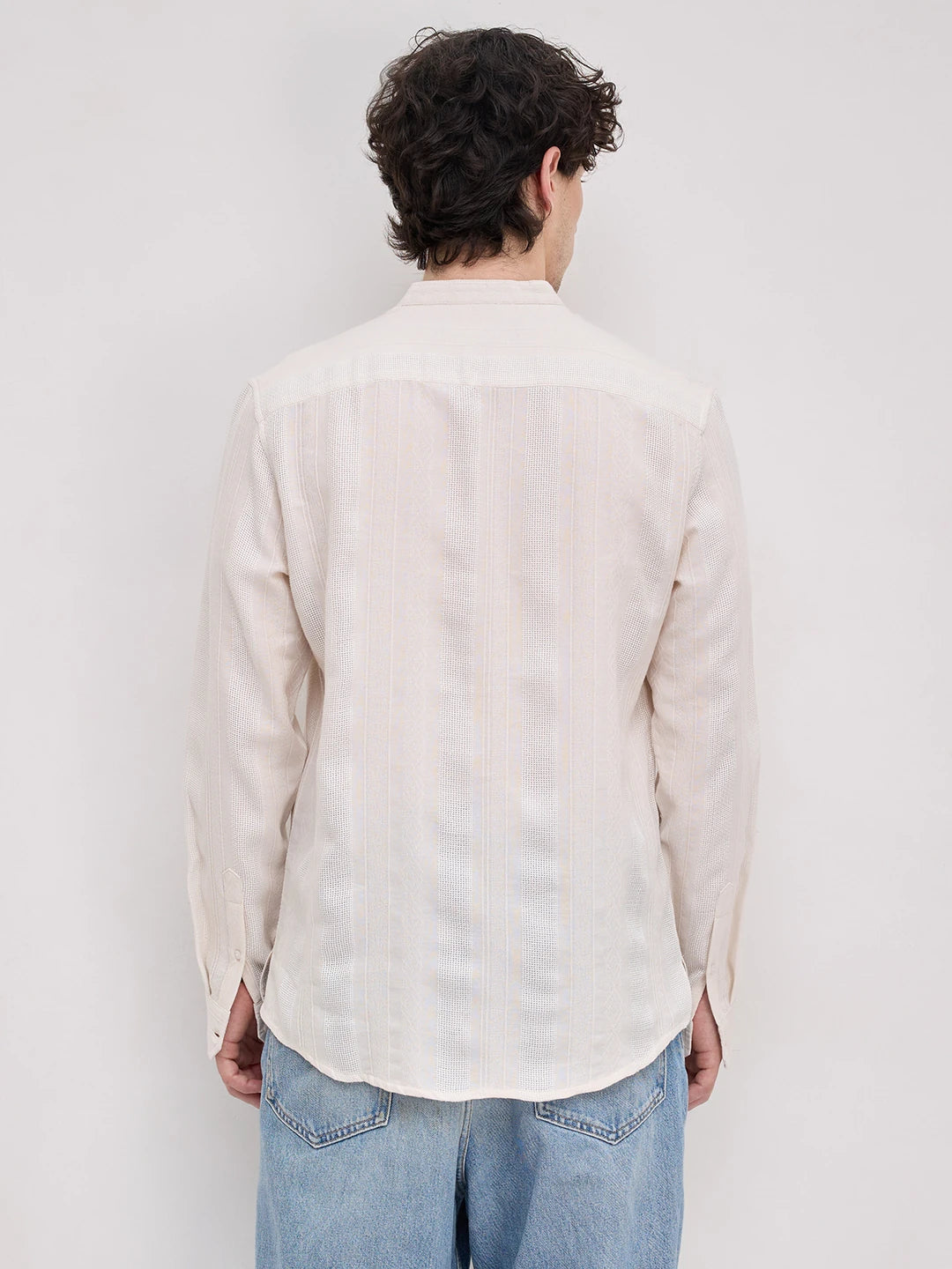 Luxe Ivory Quilted Grid Textured Kurta