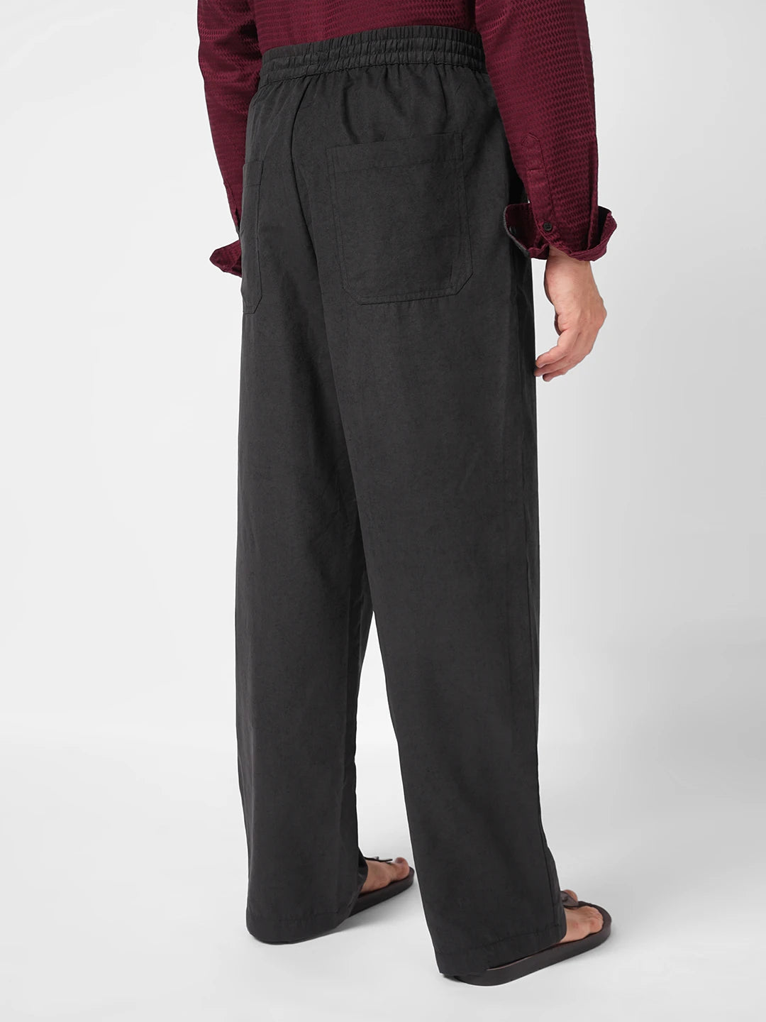 Timeless Charcoal Black Suede Straight Fit Trousers