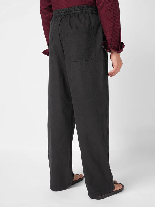 Timeless Charcoal Black Suede Straight Fit Trousers