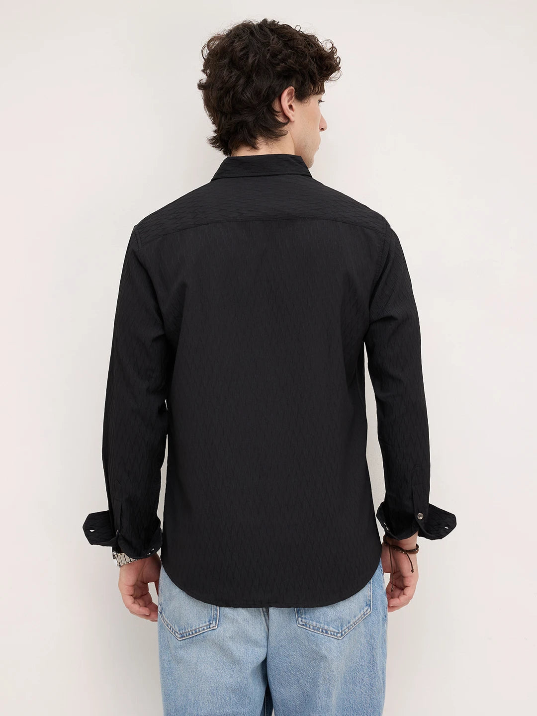 Black Noir Grid Luxe Evening Shirt