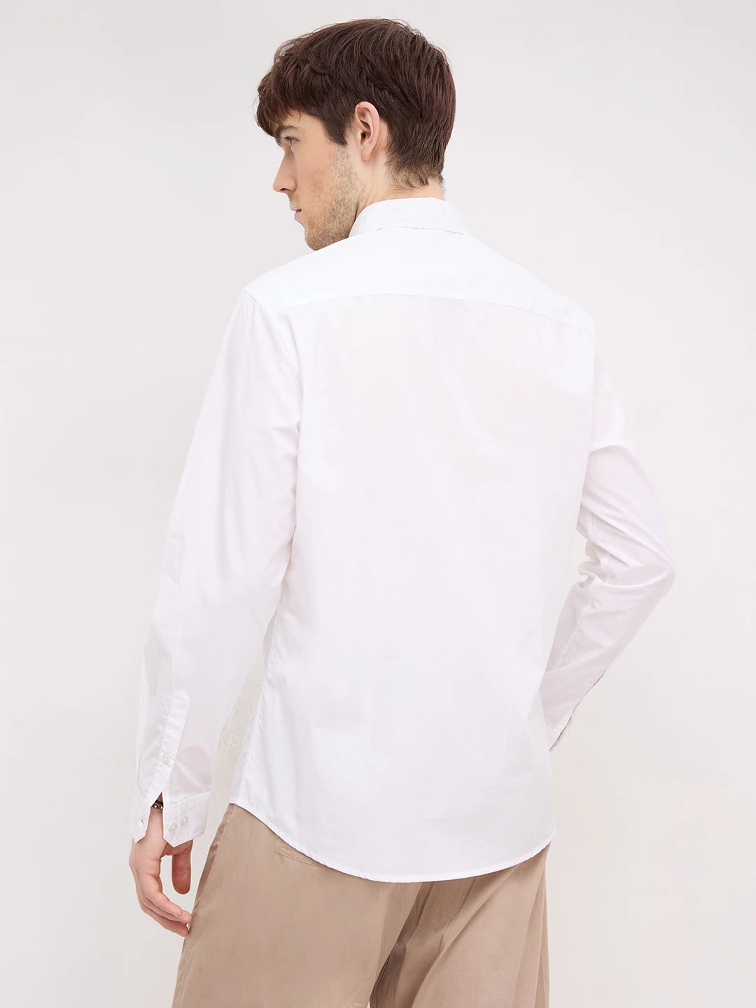 Pure White Button-Down Collar Business Shirt