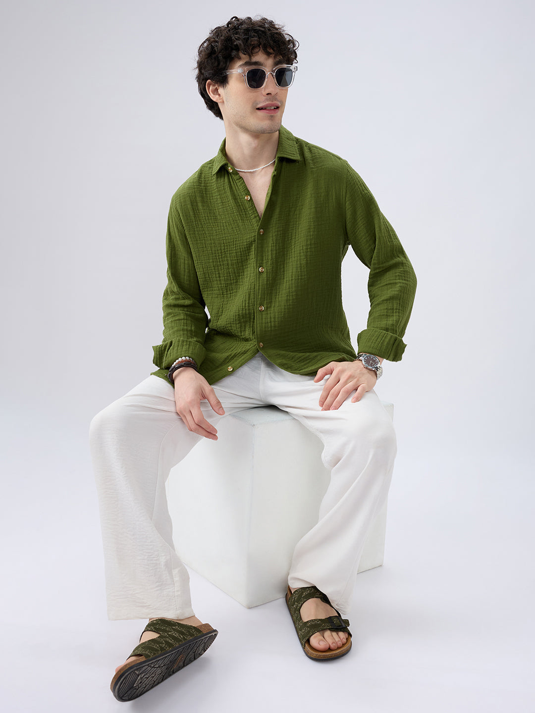 Olive Double Cloth Everyday Shirt