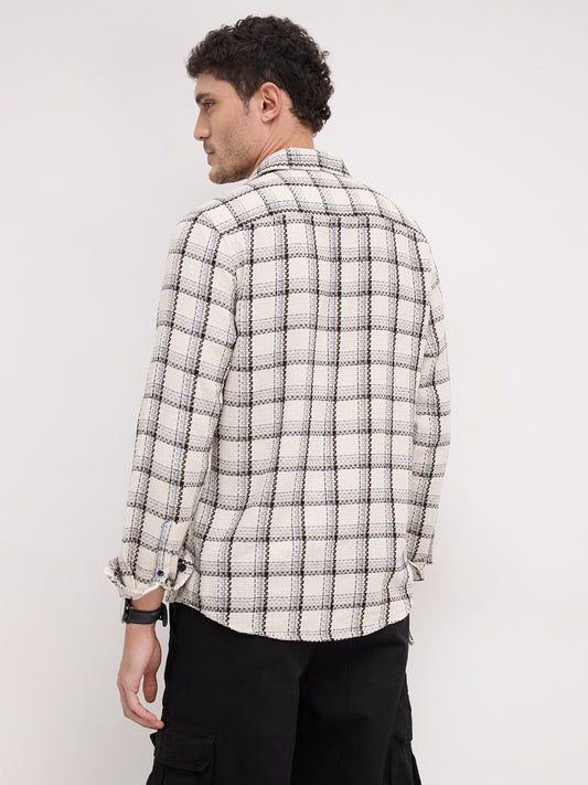 Rustic Crosshatch Plaid Checks Statement Shirt