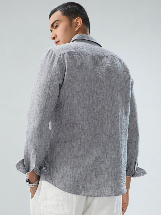 Graphite Grey Textured Crinkled Shirt