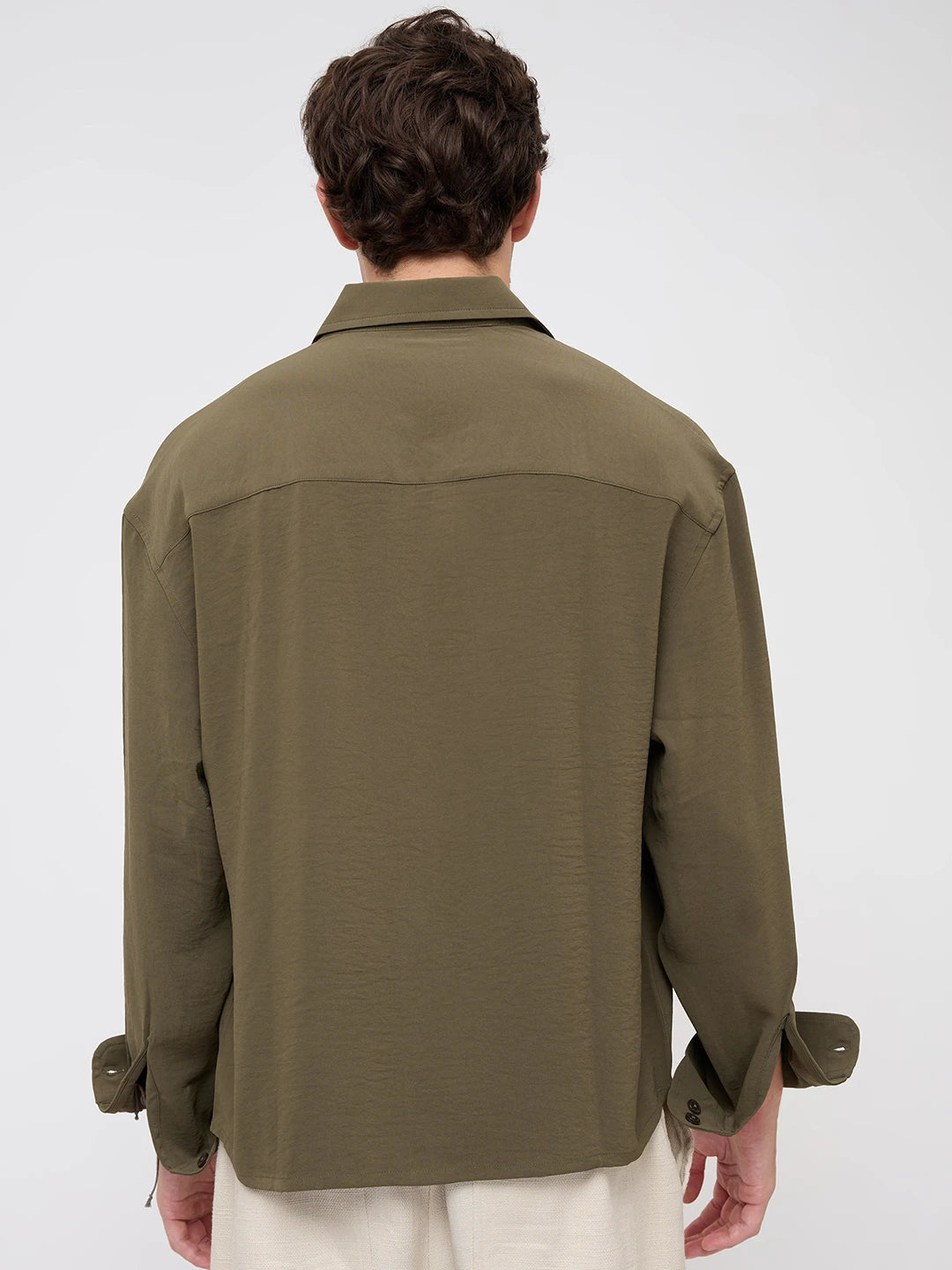 Luxe Olive Ultra Soft Boxy Fit Crop Shirt