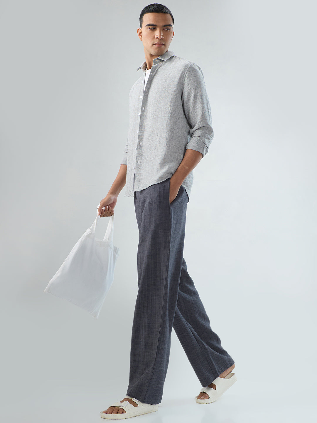 Elegant Grey Textured Shirt