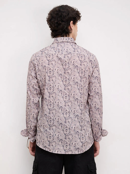 Artistic Floral Grey Printed Shirt