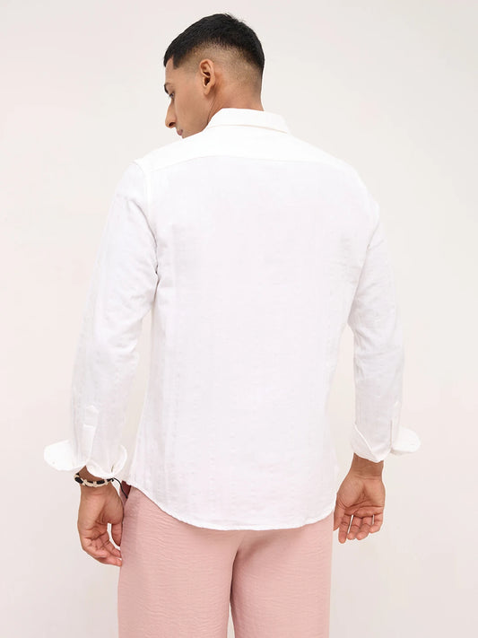 Classic White Double Cloth Striped Shirt