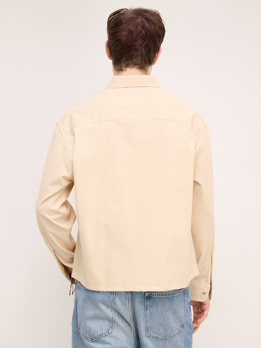 Luxe Bisque Beige Boxy Fit Crop Cord Shirt