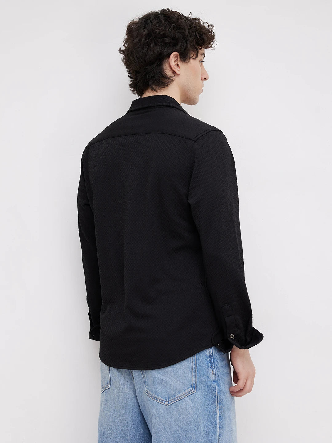 Classic Black Textured Shirt