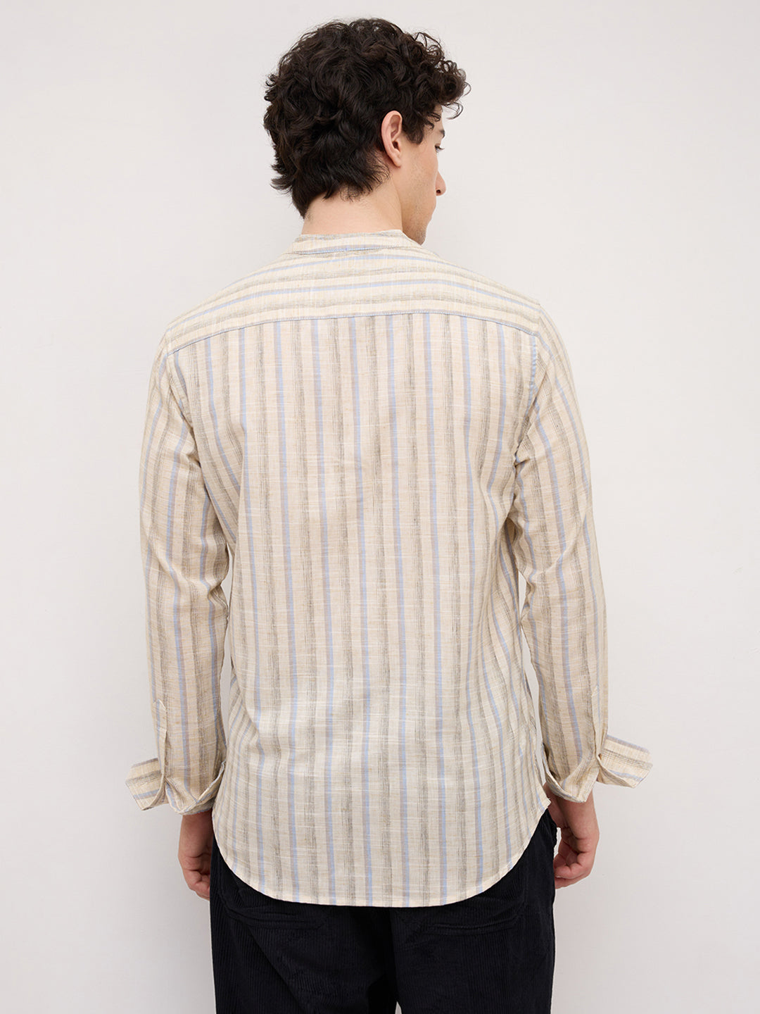 Classic Artic Blue & Ivory Striped Kurta