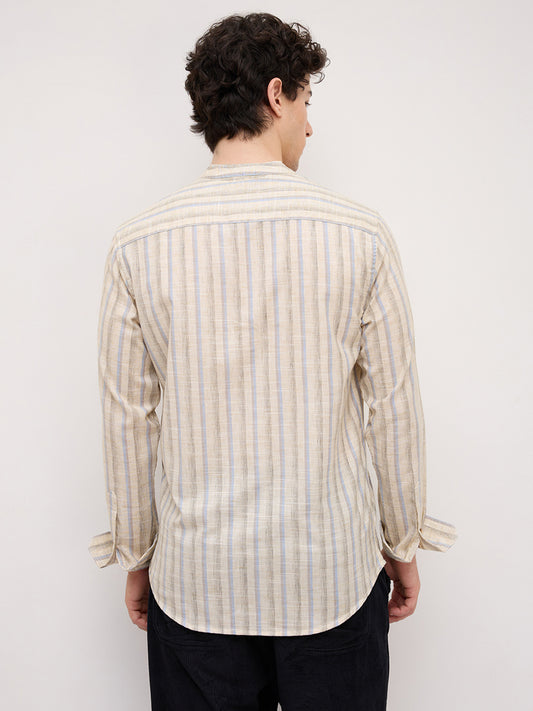 Classic Artic Blue & Ivory Striped Kurta