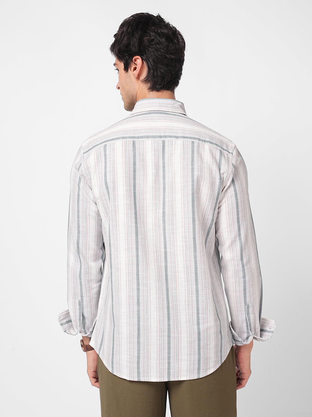 Elegant Grey Multi Pinstripe Panel Shirt