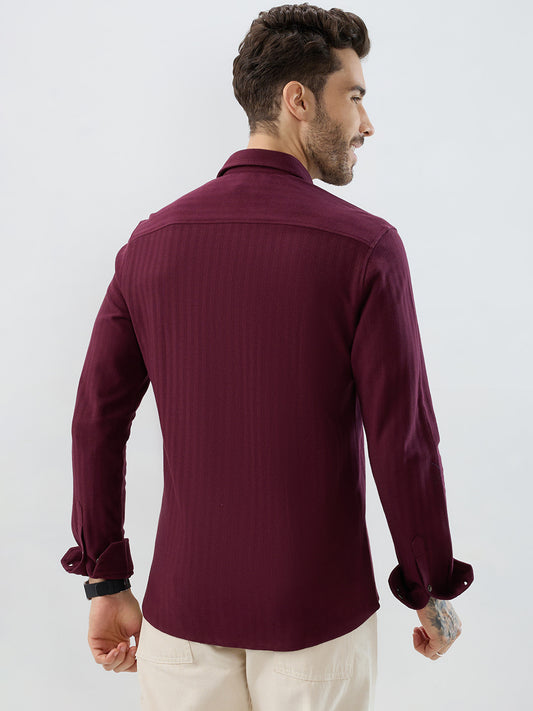 Deep Maroon Herringbone Knit Shirt