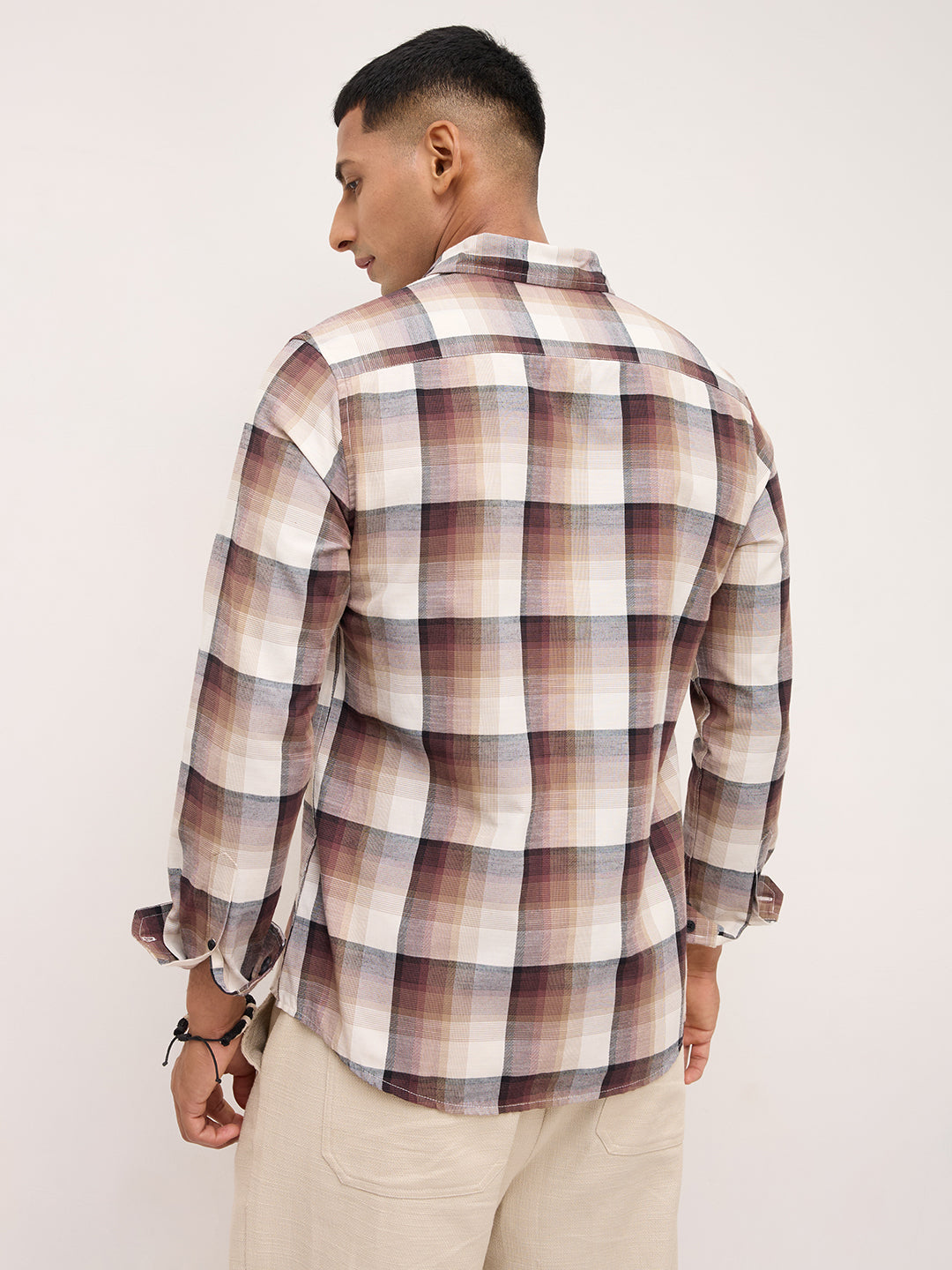 Neutral Multi Tone Textured Checks Shirt