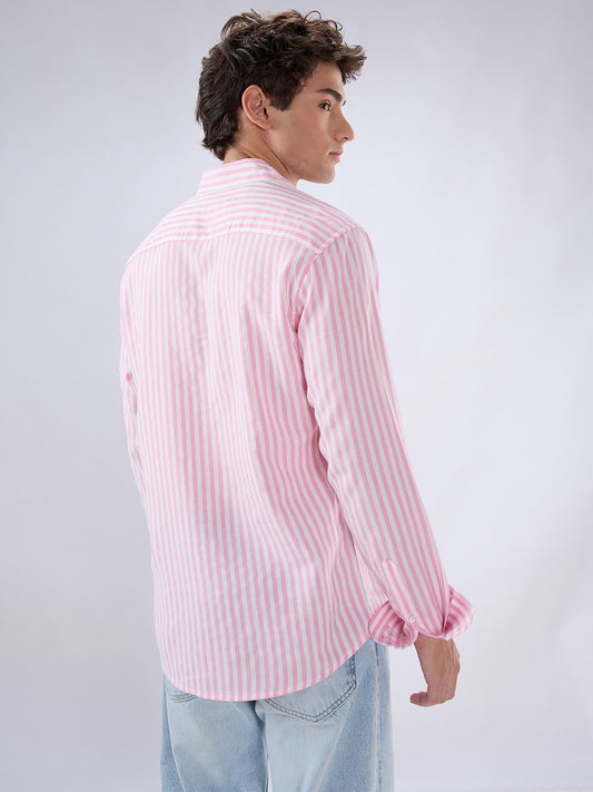 Pink Candy Striped Vacation Shirt