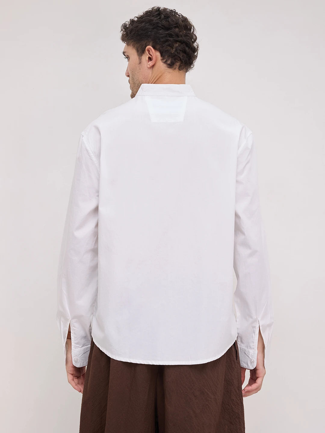 Soft Morning White Stand Collar Oversized Shirt