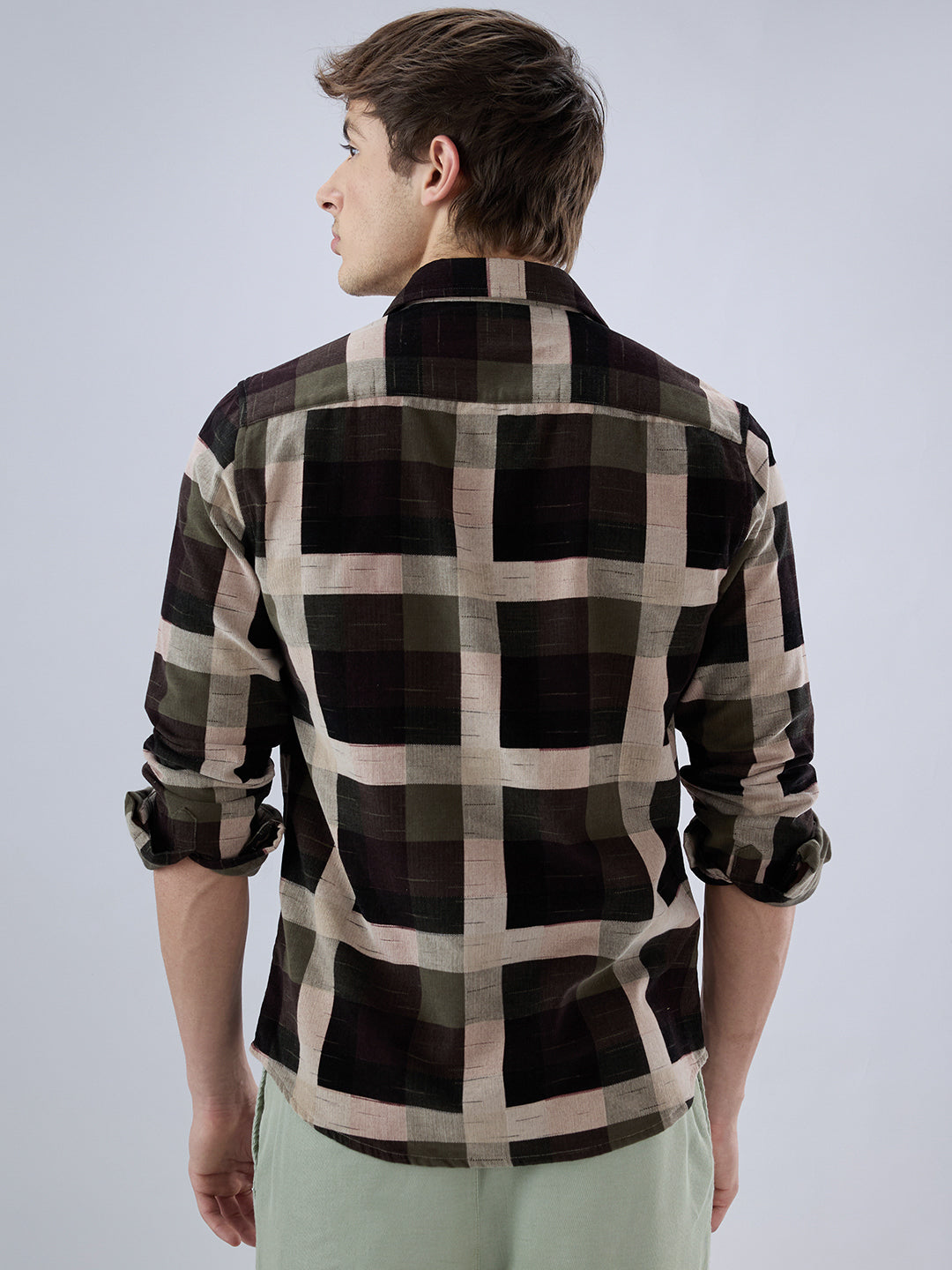 Deep Olive & Brown Crossweave Corduroy Shirt