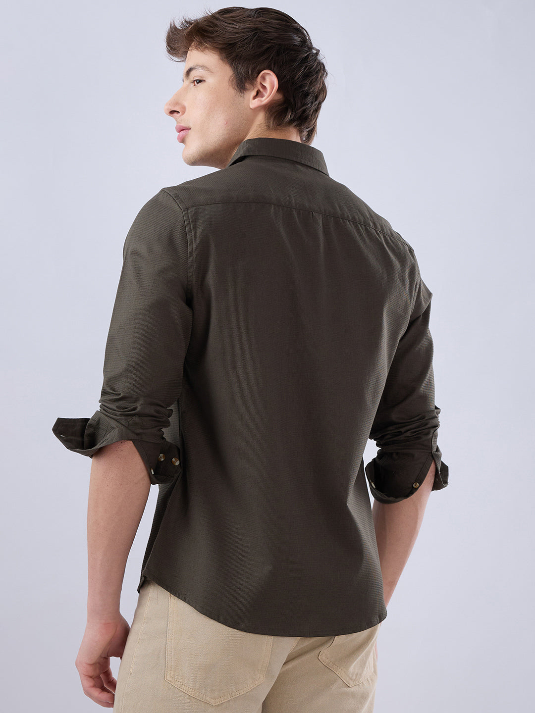 Deep Olive Refined Textured Shirt