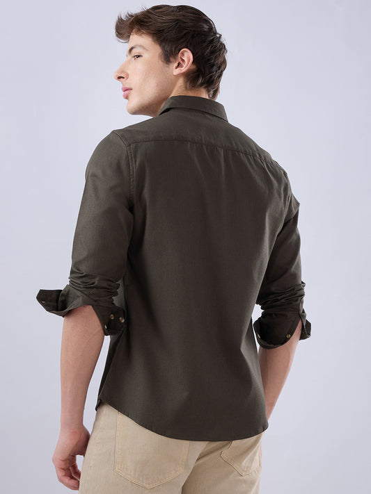 Deep Olive Refined Textured Shirt
