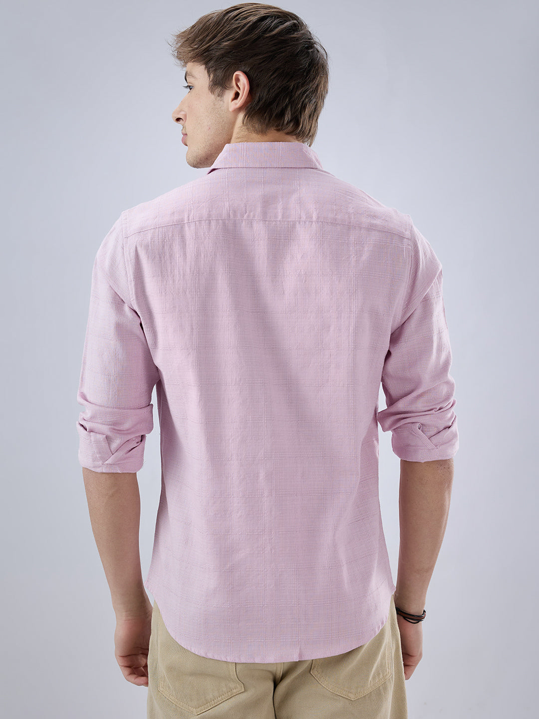 Blush Pink Fine Weave Textured Shirt