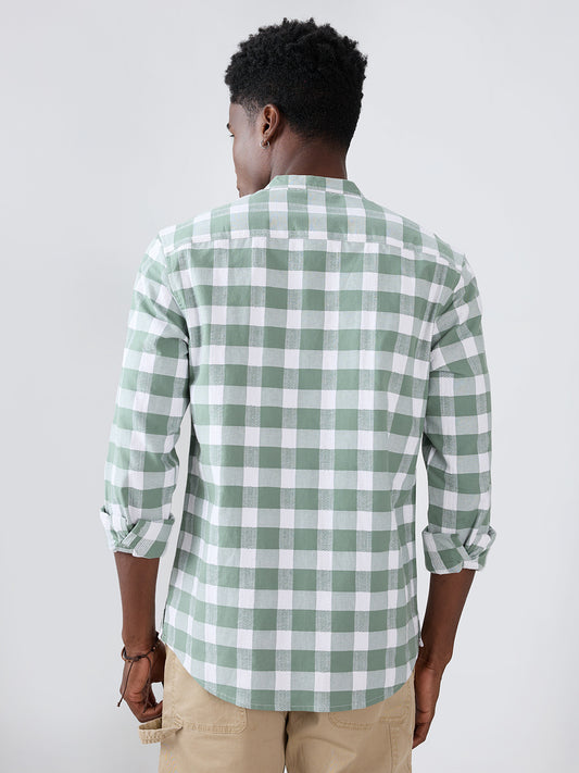 Premium Dusty Seafoam Green Textured Checks Kurta