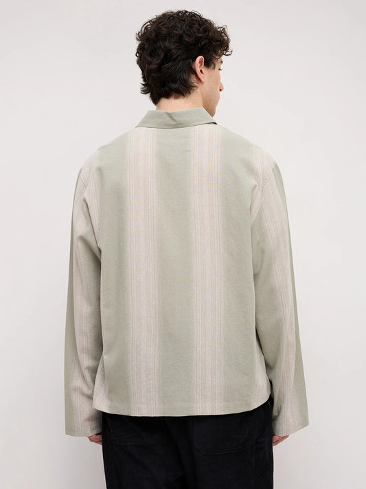 Mist Green Vertical Textured Cuffless Oversized Shirt