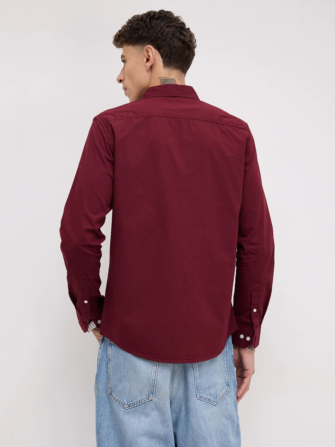 Classic Maroon Poplin Peach Finish Shirt