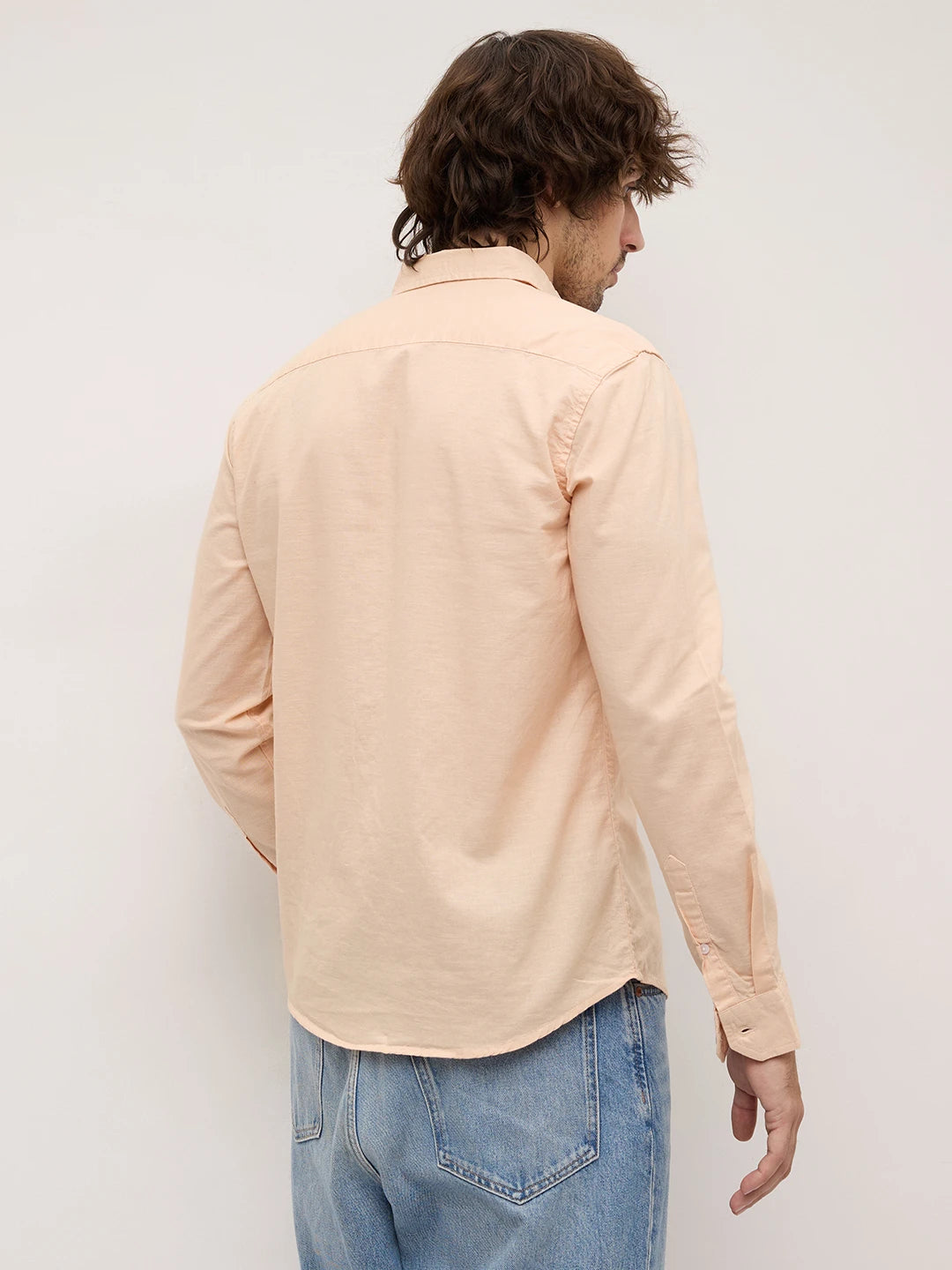Soft Peachy Beige Slub Textured Shirt