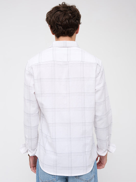 Whiteframe Contrast Chalkline Checked Shirt