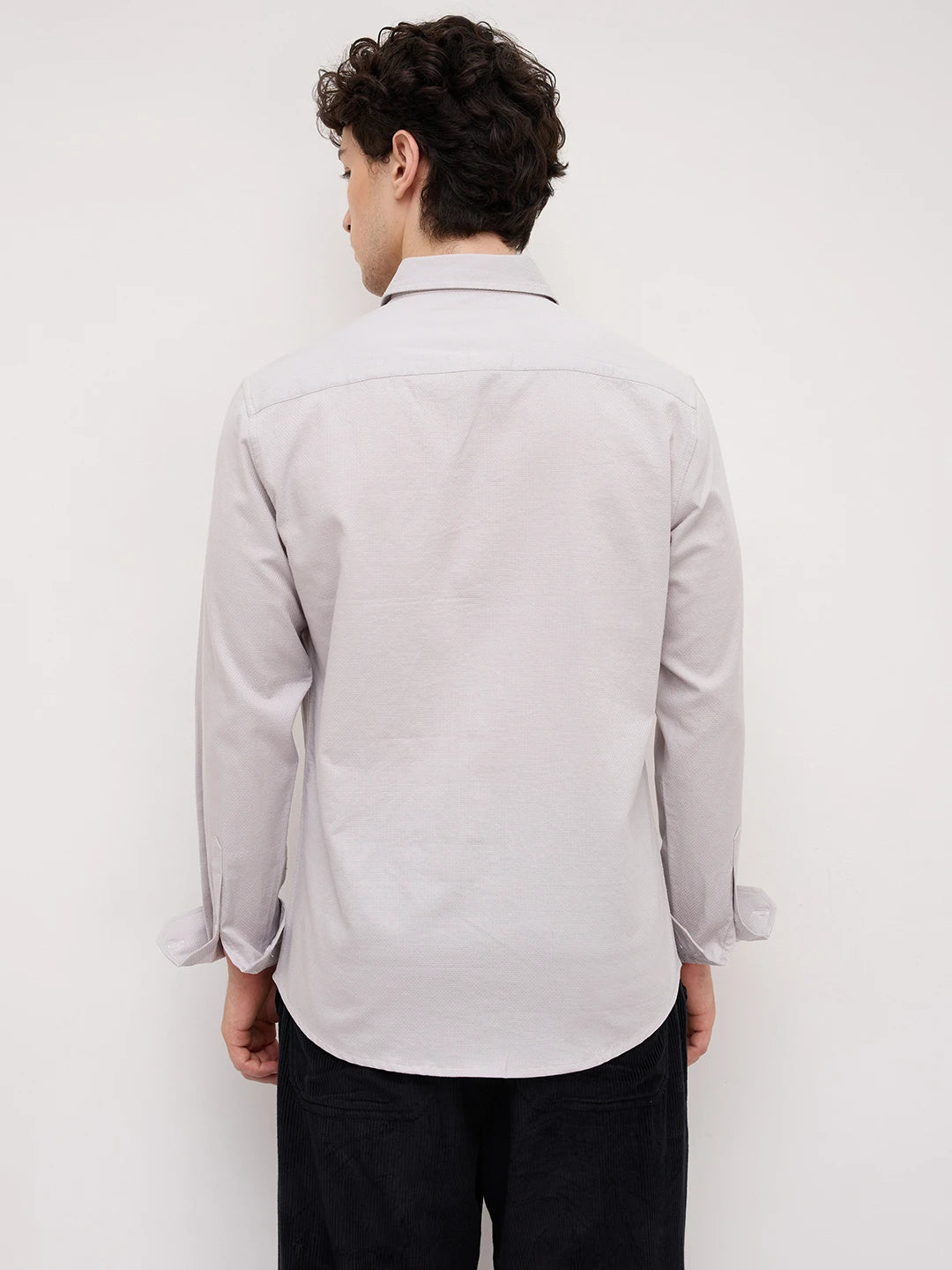 Grey Micro Basket Weave Shirt