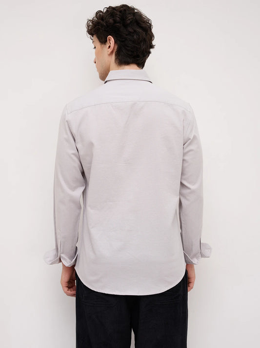 Grey Micro Basket Weave Shirt