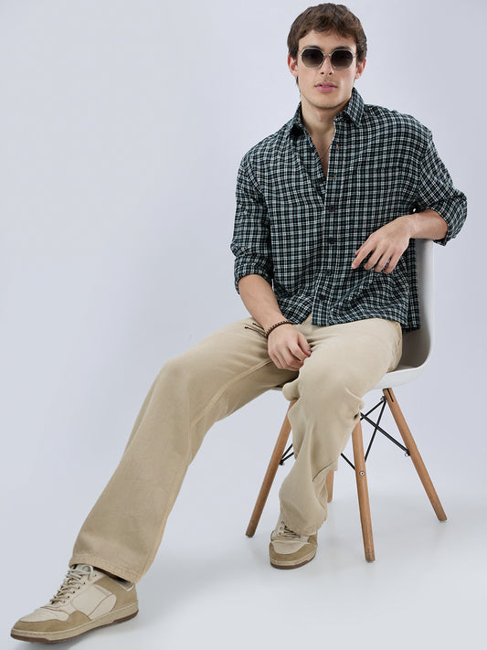 Multi Shepherd’s Check Boxy Fit Crop Flannel Shirt