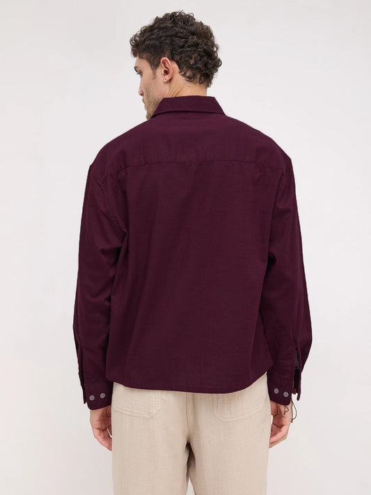 Luxe Wine Boxy Fit Crop Shirt