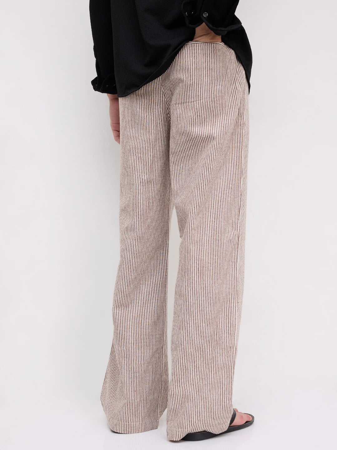 Brown & Ivory Striped Wide Leg Trousers