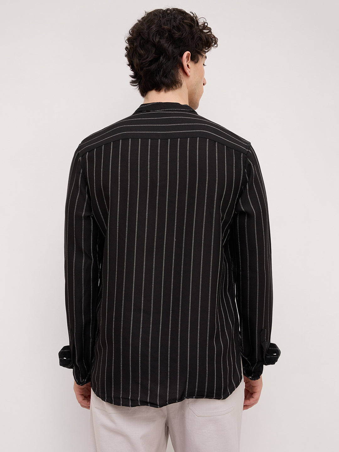 Sable Black Chalk Striped Kurta